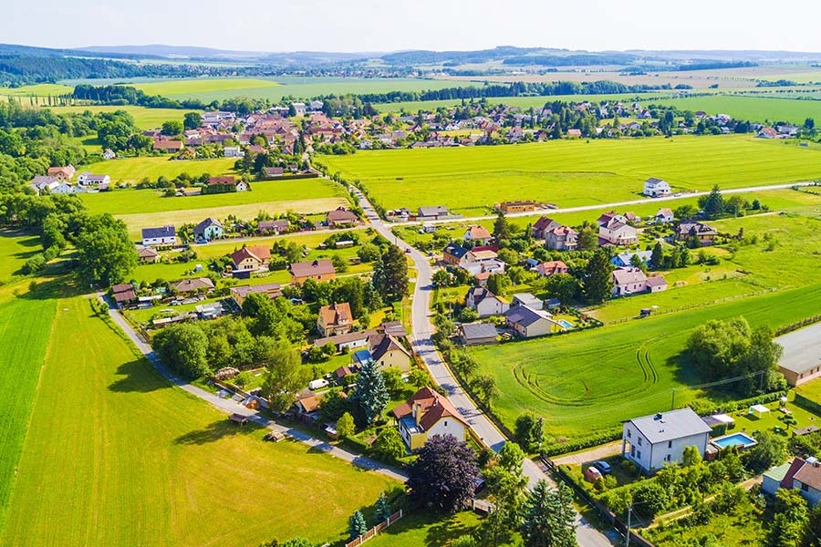 Bethel OH - Aerial View Small Town In Ohio